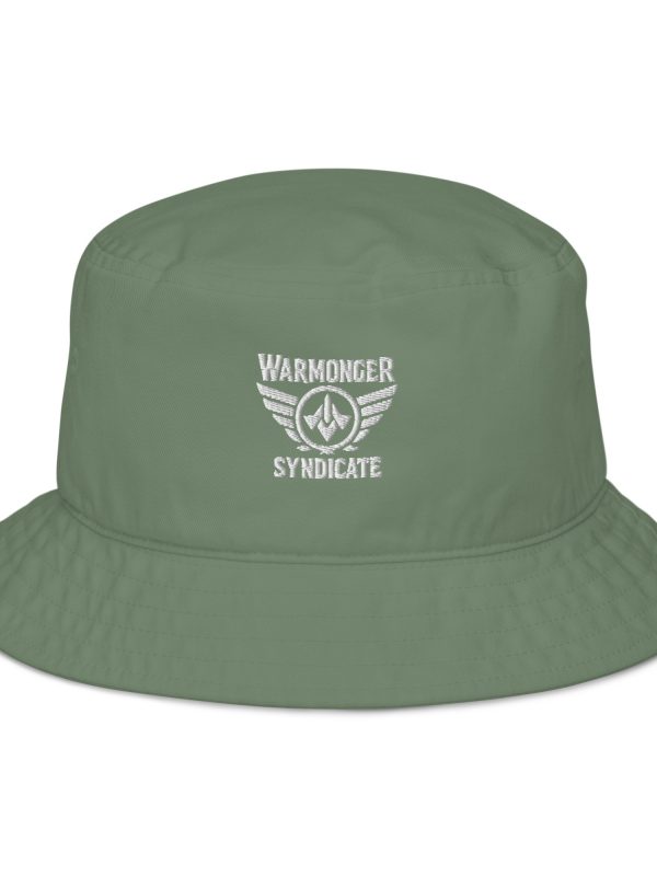 White Embroidered Brand Logo Bucket Hat | Organic