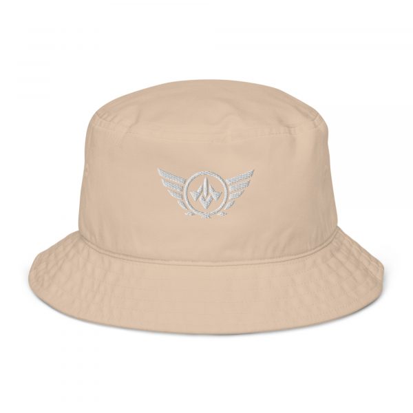 White Embroidered Logo Bucket Hat | Organic