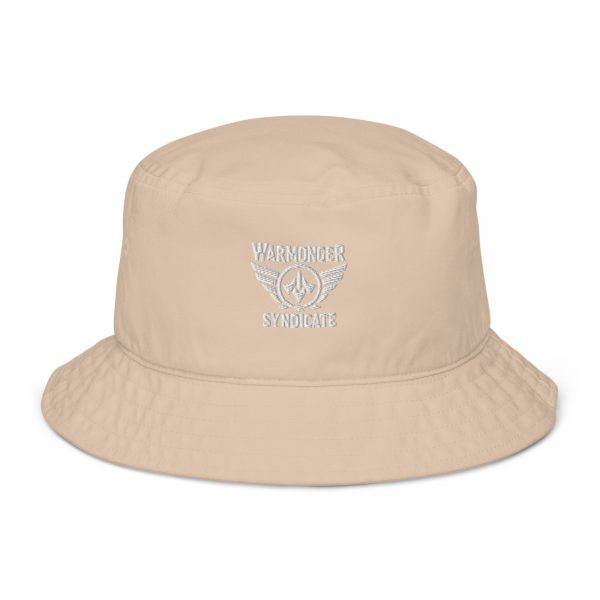 White Embroidered Brand Logo Bucket Hat | Organic