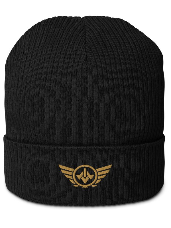 Old Gold Embroidered Logo Beanie | Organic Ribbed