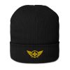 Gold Embroidered Logo Beanie | Organic Ribbed