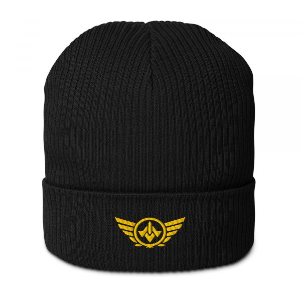 Gold Embroidered Logo Beanie | Organic Ribbed