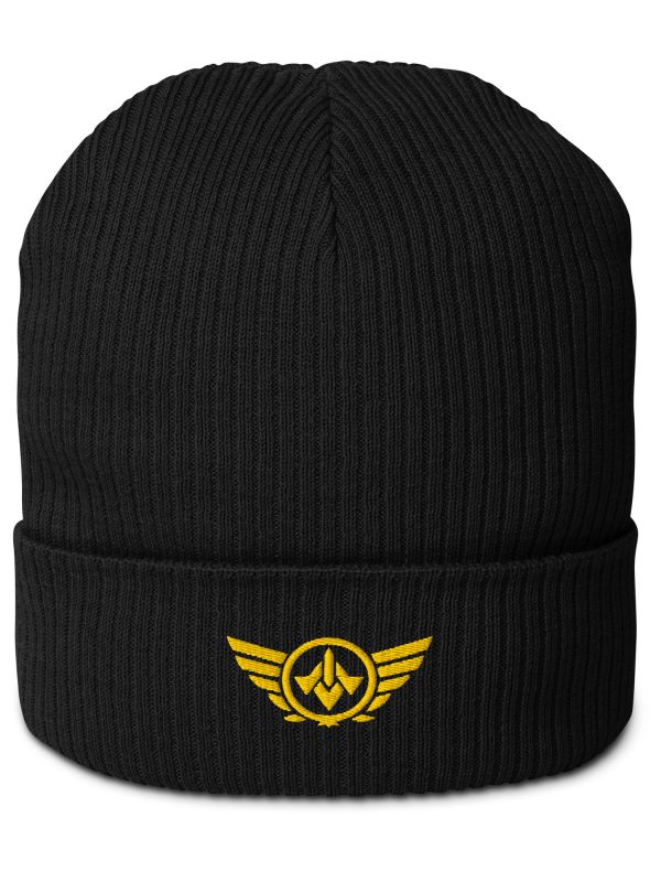 Gold Embroidered Logo Beanie | Organic Ribbed