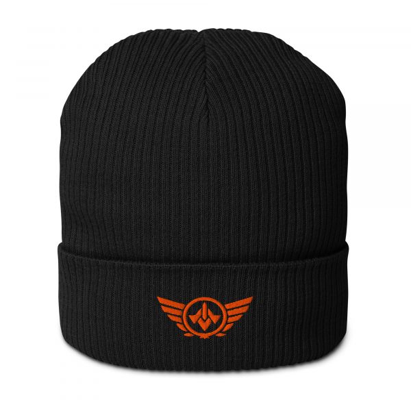 Orange Embroidered Logo Beanie | Organic Ribbed