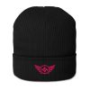 Flamingo Embroidered Logo Beanie | Organic Ribbed