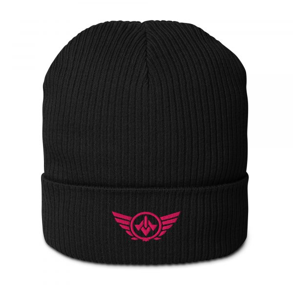 Flamingo Embroidered Logo Beanie | Organic Ribbed