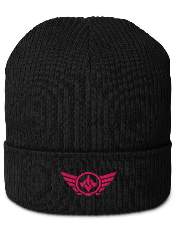 Flamingo Embroidered Logo Beanie | Organic Ribbed
