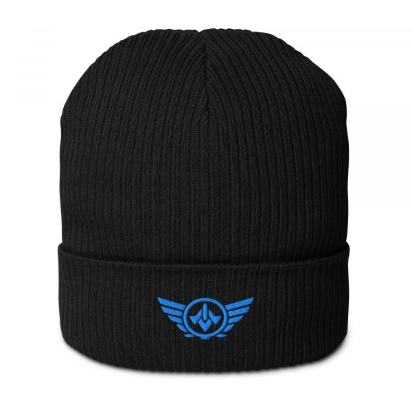 organic-ribbed-beanie-black-front-68b93475745e3.jpg Aqua Embroidered Logo Beanie | Organic Ribbed