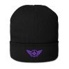 Purple Embroidered Logo Beanie | Organic Ribbed