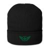Kelly Green Embroidered Logo Beanie | Organic Ribbed