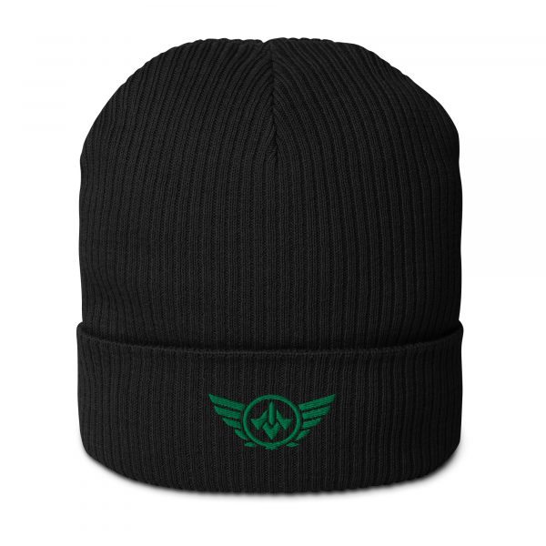Kelly Green Embroidered Logo Beanie | Organic Ribbed