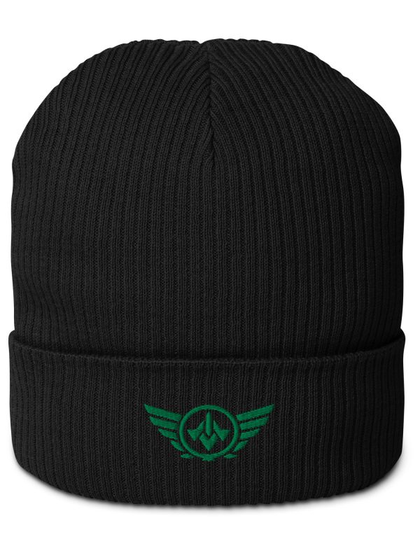 Kelly Green Embroidered Logo Beanie | Organic Ribbed