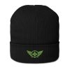 Kiwi Green Embroidered Logo Beanie | Organic Ribbed