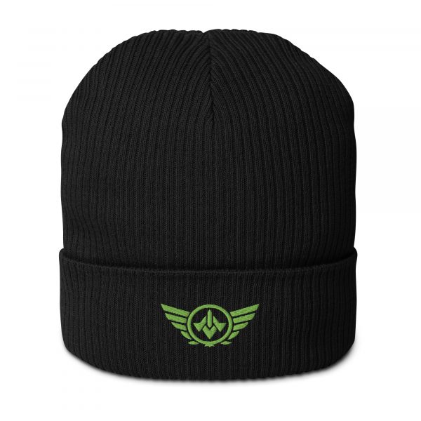 Kiwi Green Embroidered Logo Beanie | Organic Ribbed