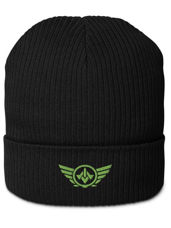 Kiwi Green Embroidered Logo Beanie | Organic Ribbed