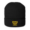 Gold Embroidered Brand Logo Beanie | Organic Ribbed