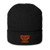 Orange Embroidered Brand Logo Beanie | Organic Ribbed