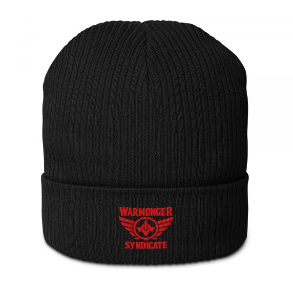Red Embroidered Brand Logo Beanie | Organic Ribbed