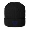 Navy Embroidered Brand Logo Beanie | Organic Ribbed