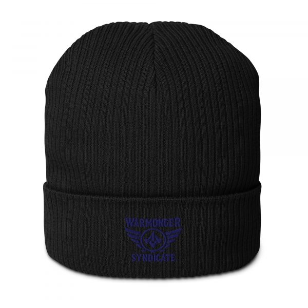 Navy Embroidered Brand Logo Beanie | Organic Ribbed