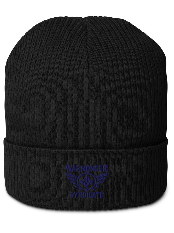 Navy Embroidered Brand Logo Beanie | Organic Ribbed