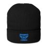 Aqua Embroidered Brand Logo Beanie | Organic Ribbed