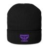 Purple Embroidered Brand Logo Beanie | Organic Ribbed