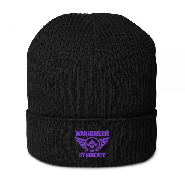Purple Embroidered Brand Logo Beanie | Organic Ribbed