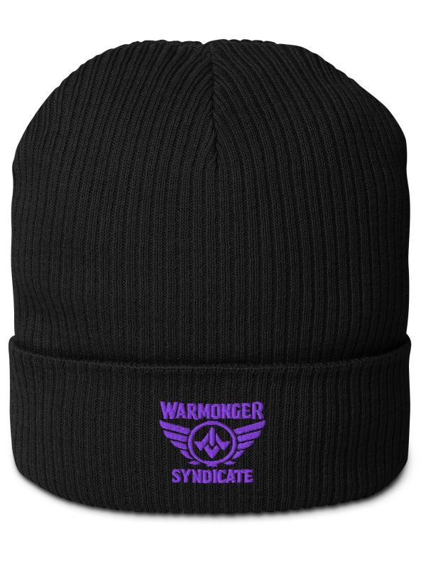 Purple Embroidered Brand Logo Beanie | Organic Ribbed