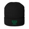Kelly Green Embroidered Brand Logo Beanie | Organic Ribbed