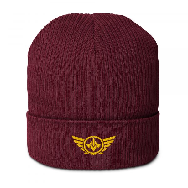 Gold Embroidered Logo Beanie | Organic Ribbed