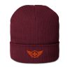 Orange Embroidered Logo Beanie | Organic Ribbed