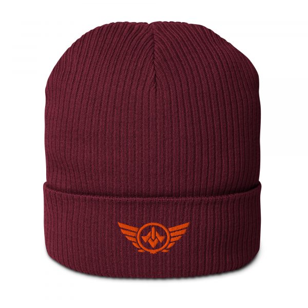 Orange Embroidered Logo Beanie | Organic Ribbed
