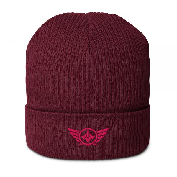Flamingo Embroidered Logo Beanie | Organic Ribbed