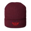 Red Embroidered Logo Beanie | Organic Ribbed