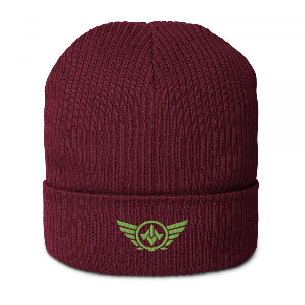 Kiwi Green Embroidered Logo Beanie | Organic Ribbed