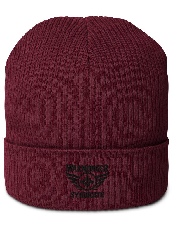 Black Embroidered Brand Logo Beanie | Organic Ribbed