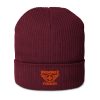 Orange Embroidered Brand Logo Beanie | Organic Ribbed