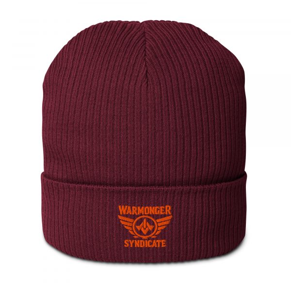 Orange Embroidered Brand Logo Beanie | Organic Ribbed