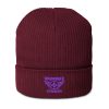Purple Embroidered Brand Logo Beanie | Organic Ribbed