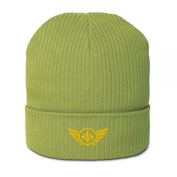 Gold Embroidered Logo Beanie | Organic Ribbed