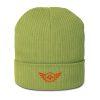 Orange Embroidered Logo Beanie | Organic Ribbed