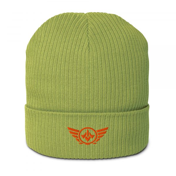 Orange Embroidered Logo Beanie | Organic Ribbed