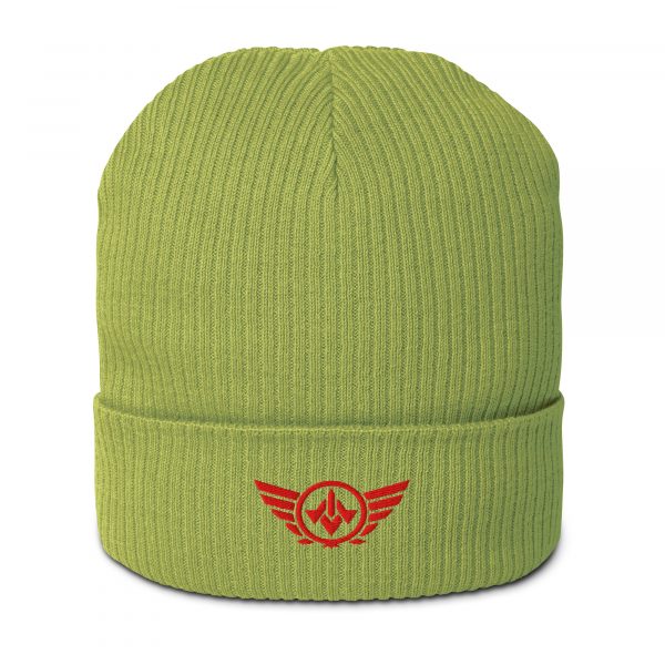 Red Embroidered Logo Beanie | Organic Ribbed