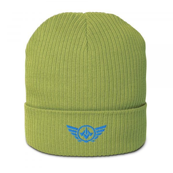 organic-ribbed-beanie-leaf-green-front-68b9347575cb5.jpg Aqua Embroidered Logo Beanie | Organic Ribbed