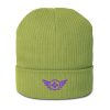 Purple Embroidered Logo Beanie | Organic Ribbed
