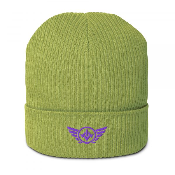 Purple Embroidered Logo Beanie | Organic Ribbed