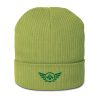 Kelly Green Embroidered Logo Beanie | Organic Ribbed