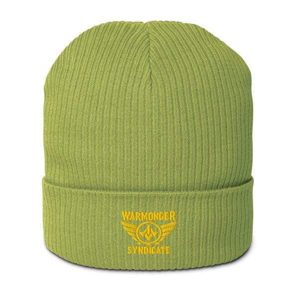 Gold Embroidered Brand Logo Beanie | Organic Ribbed
