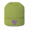 Purple Embroidered Brand Logo Beanie | Organic Ribbed
